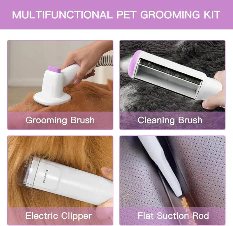 All-in-One Dog Grooming & Vacuum Kit | 2.5L Large Capacity, 13KPa Powerful Suction, Stainless Steel Blades, Lightweight Portable Pet Cleaning Solution