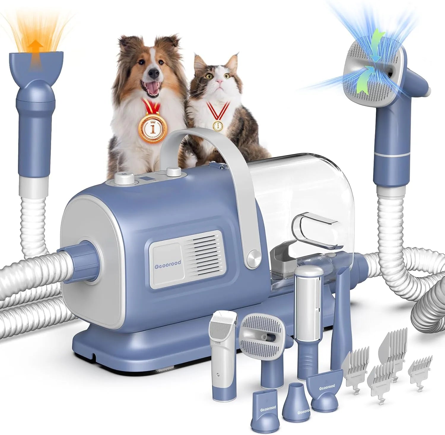 All-in-One Dog Grooming & Vacuum Kit | 2.5L Large Capacity, 13KPa Powerful Suction, Stainless Steel Blades, Lightweight Portable Pet Cleaning Solution